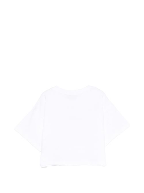 T-shirt bambina Moschino corta bianca con logo Teddy Bear MOSCHINO KID-TEEN | HDM072LBA0010101